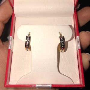Macy’s sterling silver gold diamond hoops